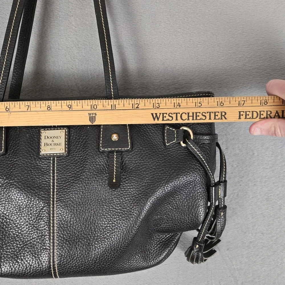 Dooney & Bourke Black Pebble Grain‎ Leather Davis Tassel Tote Bag Shopper